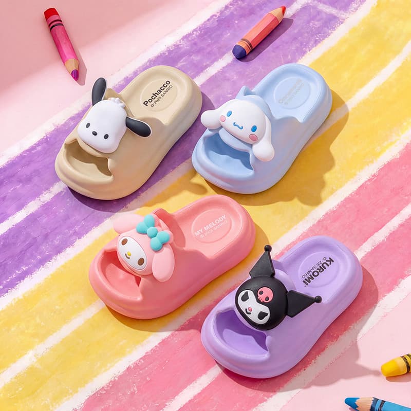 Sanrio Kuromi verão sandálias infantis chinelos meninas pai-filho antiderrapante meninas médio pequeno crianças banho