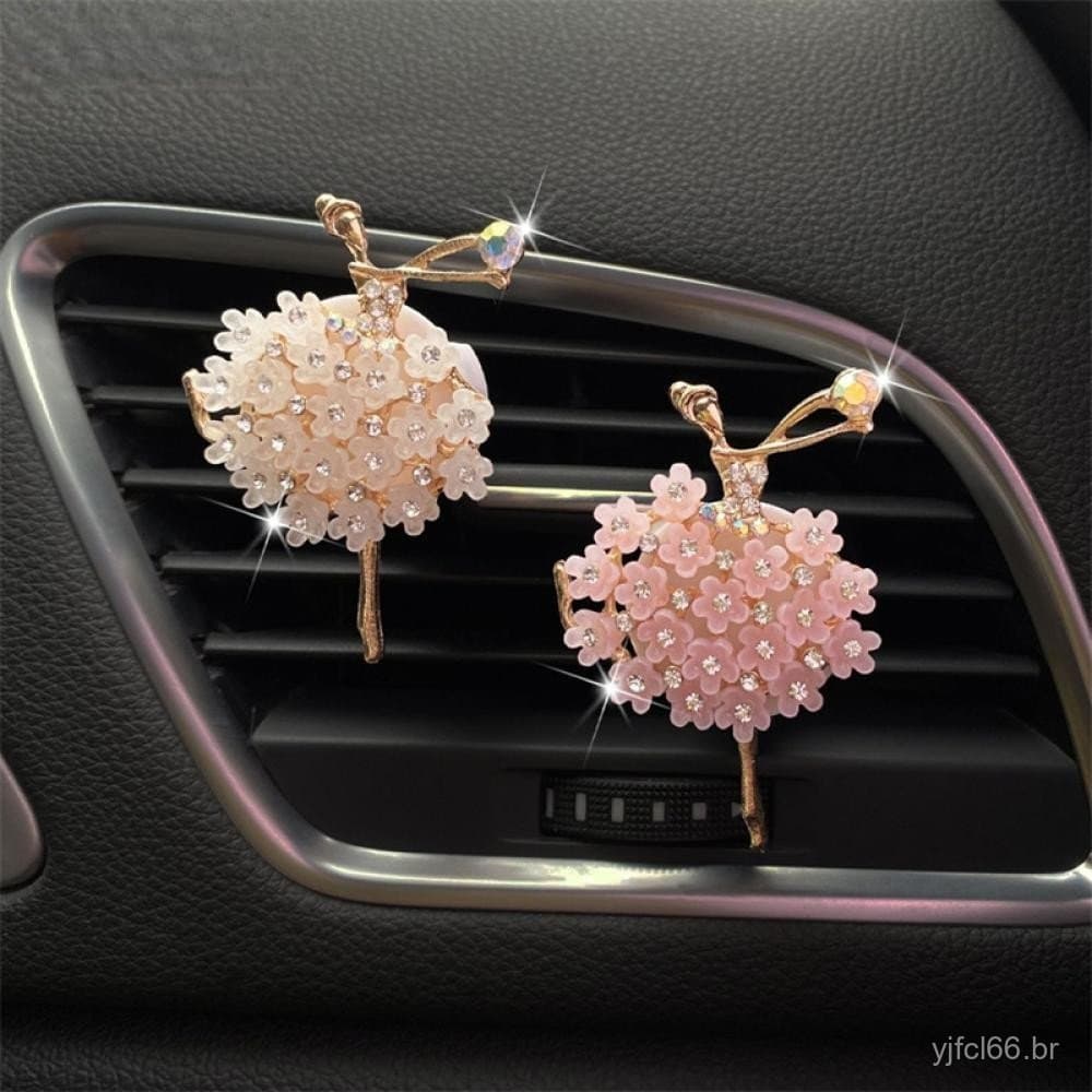 Conjunto de 4 peças de clipes de perfume para ar condicionado de carro, acessórios decorativos requintados para mulheres