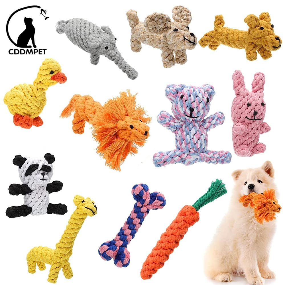 Corda De Algodão Artesanal Brinquedos Em Forma De Animais Para Cachorro Mastigar Cães De Estimação