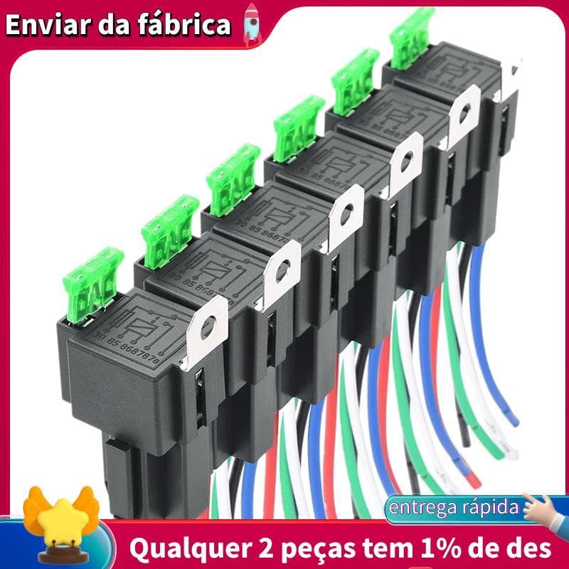 6 Pçs 5 Pinos SPST Relé Elétrico Automotivo 12V 30A Interruptor De Fusível Do Carro Cablagem Acessórios
