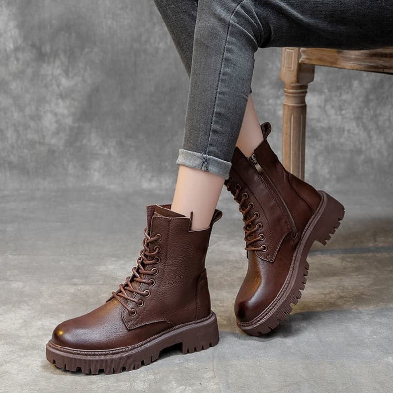 Martin botas femininas 2024 outono novo estilo salto grosso meados de salto botas curtas zíper lateral estilo britânico