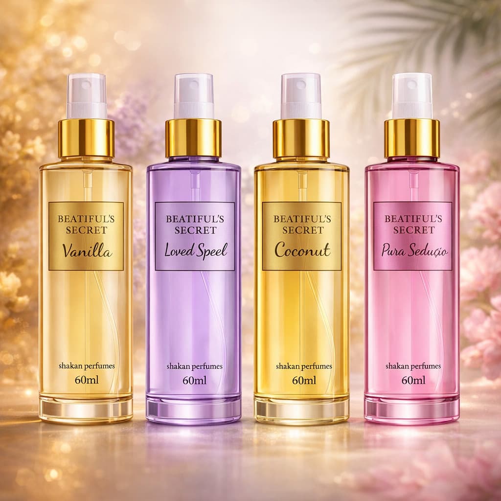 Kit 4 Body Splash Feminino Secret Vanilla Loved Speel Pura Sedução Coconut 60ml