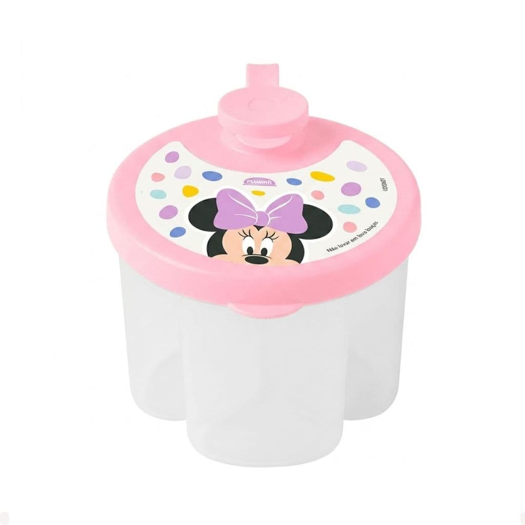 POTE DOSADOR LEITE EM PO PARA ARMAZENAR 3 DIVISORIA 100ML CD GIRATORIA MAMADEIRA MINNIE BABY