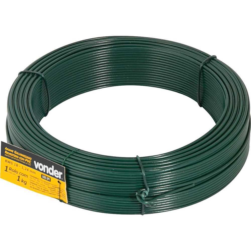 Arame revestido com PVC, verde, BWG 18, 1 kg VO
NDER