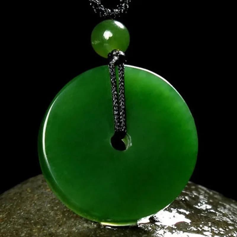 Pingente de Jade Verde Natural Esculpido à Mão com Fecho Ping'an, Joia de Moda, Colar Masculino e Feminino, Acessórios p