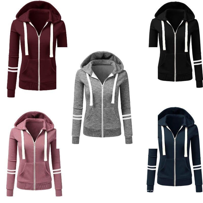Moletom de algodão outono inverno moletom feminino esportes Cardigan zíper moletom com capuz jaqueta fabricada