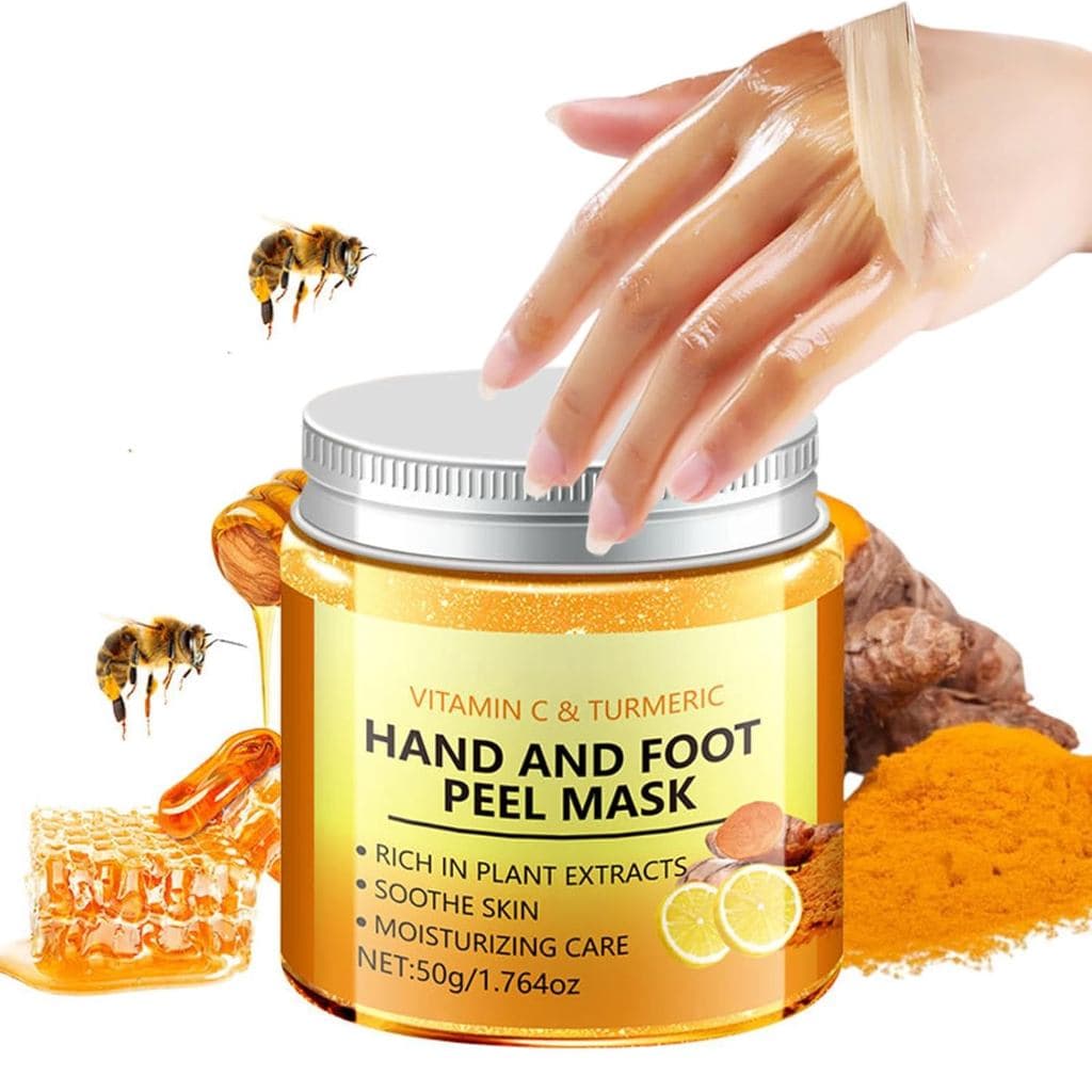 Máscara Esfoliante para Mãos e Pés com Cúrcuma - Hidratante, Nutritiva, Esfoliante, Cuidado para as Mãos com Parafina, V