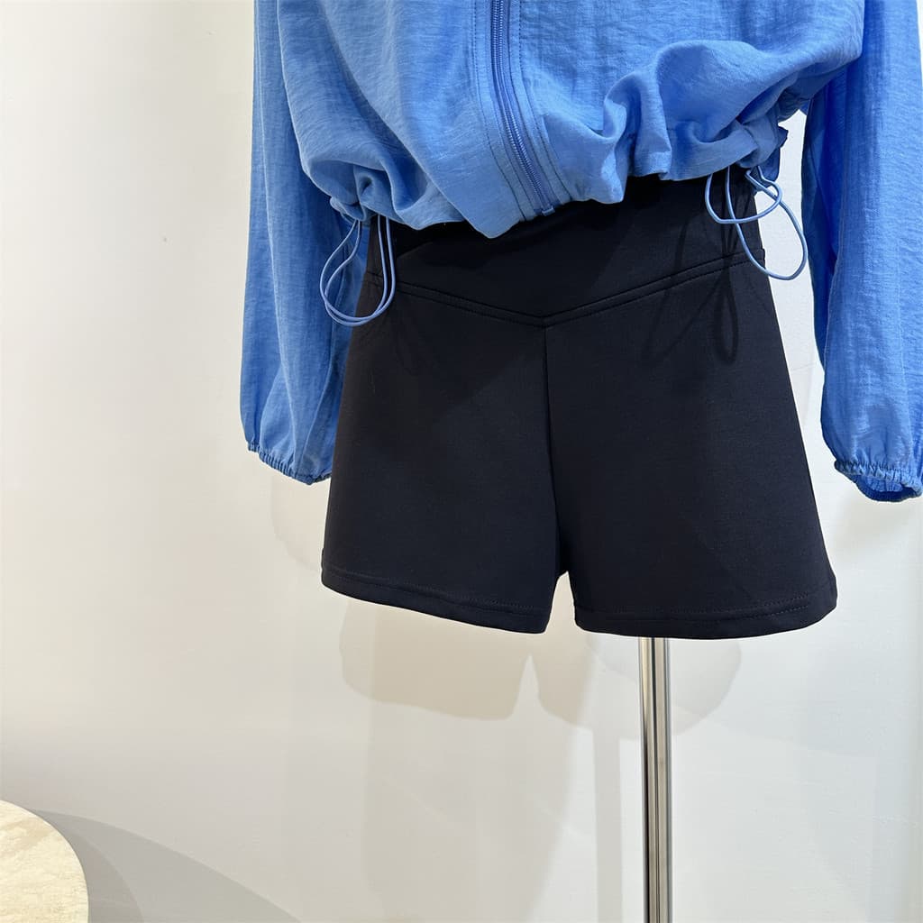 Americano Retro em forma de V cintura média camada de ar Shorts casuais Bottoms faltando Wear estiramento esportes calça