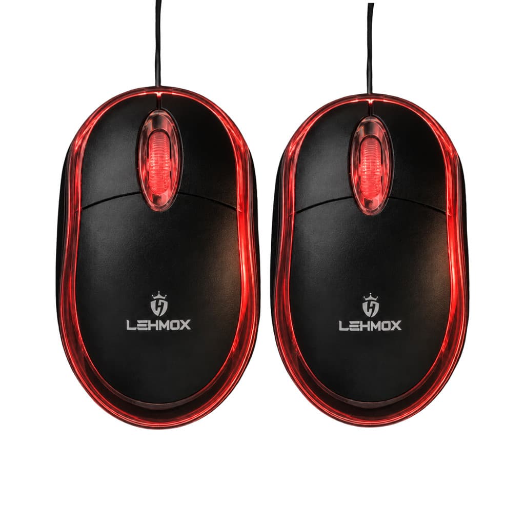 Kit 2 Mouses Óptico Com Fio RGB Usb Ergonomico Para Notebook Pc Computador Portátil