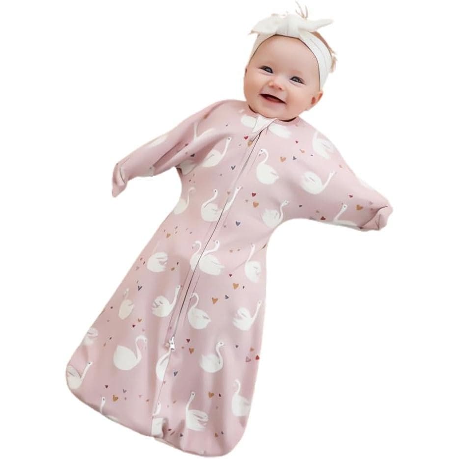 Saco de Dormir para Bebê com Braços para Cima, 100% Algodão, Saco de Dormir para Recém-Nascidos Anti-Susto com Zíper de