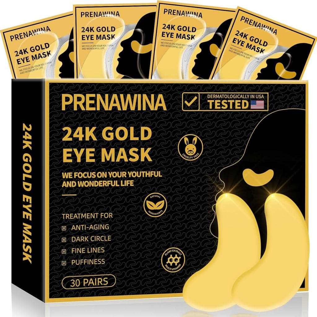 Patches para Olhos Inchados, 30 Pares, Máscaras para Olhos com Ouro 24K para Olheiras e Inchaço, Almofadas de Gel O