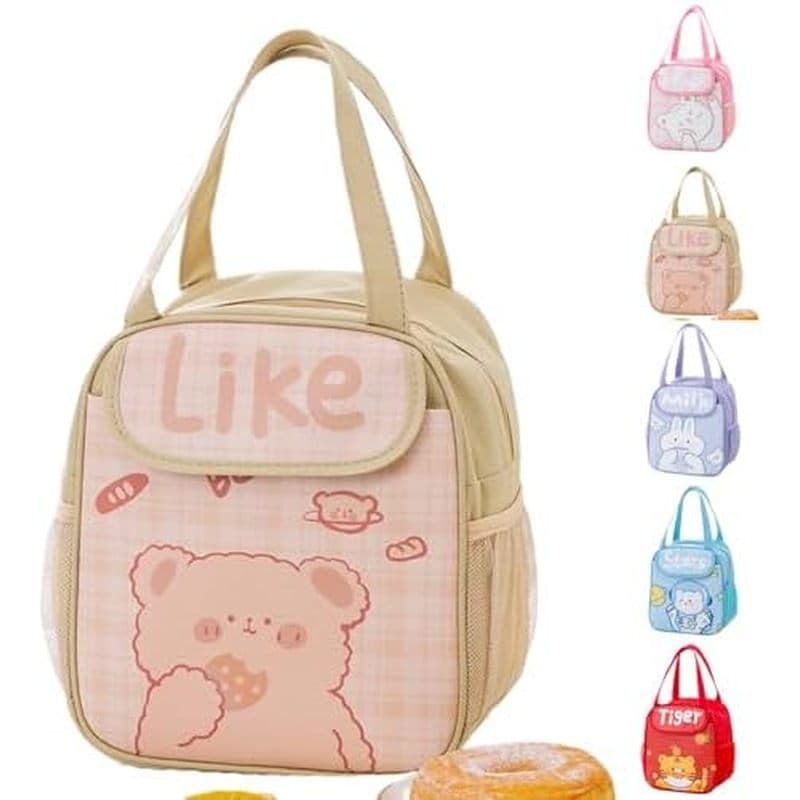Lancheira Fofa Bolsa De Almoço Estética Kawaii Para Mulheres Isolada (Urso Marrom)
