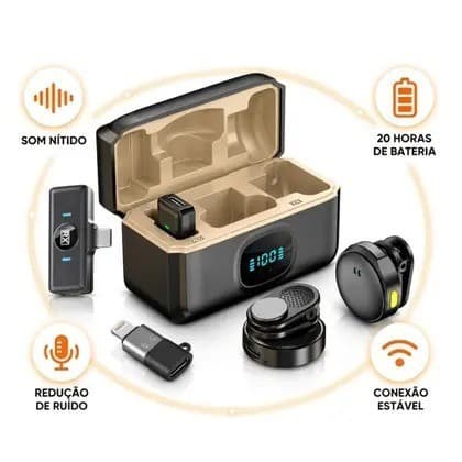 Microfone de Lapela Sem Fio New’Ion Com Cancelamento de Ruído Para Celular