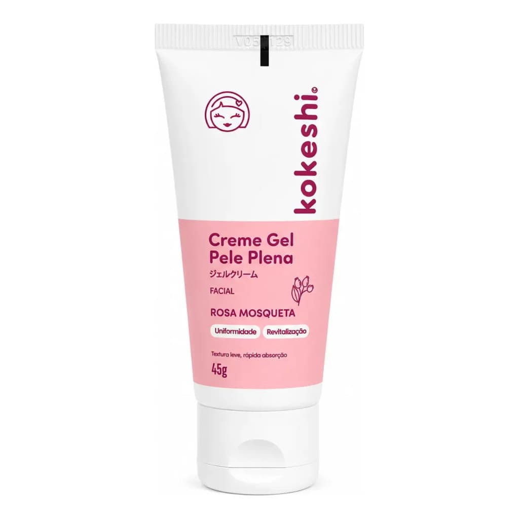 Creme Facial Gel Hidratante Pele Plena Kokeshi Para Tipo De Pele Com Rosa Mosqueta e Oleo de Girassol Ozonizado