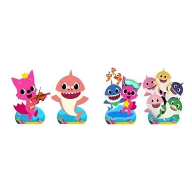Baby Shark Kit Com 4 Displays de Mesa 20 cm Decoração Festa