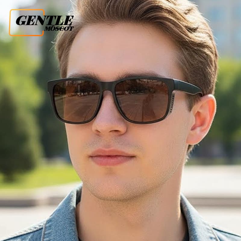 (GENTLE MOSCOT) Óculos De Sol Esportivos Vintage Retangulares Leves Unissex , UV400 Para Caminhadas E Viagens De Fim De
