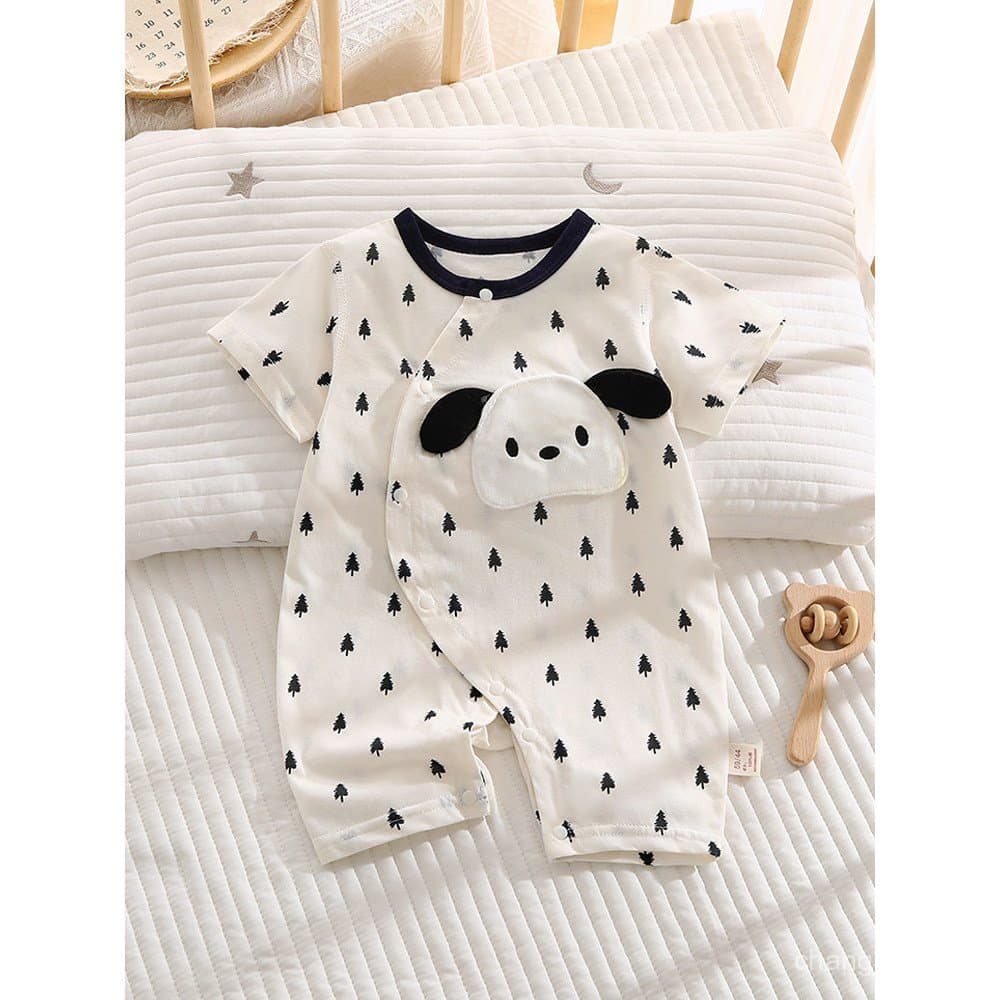 Macacão de bebê novo, estilo fino de verão, macacão de bebê de manga curta, roupa de verão para recém-nascidos, roupa de