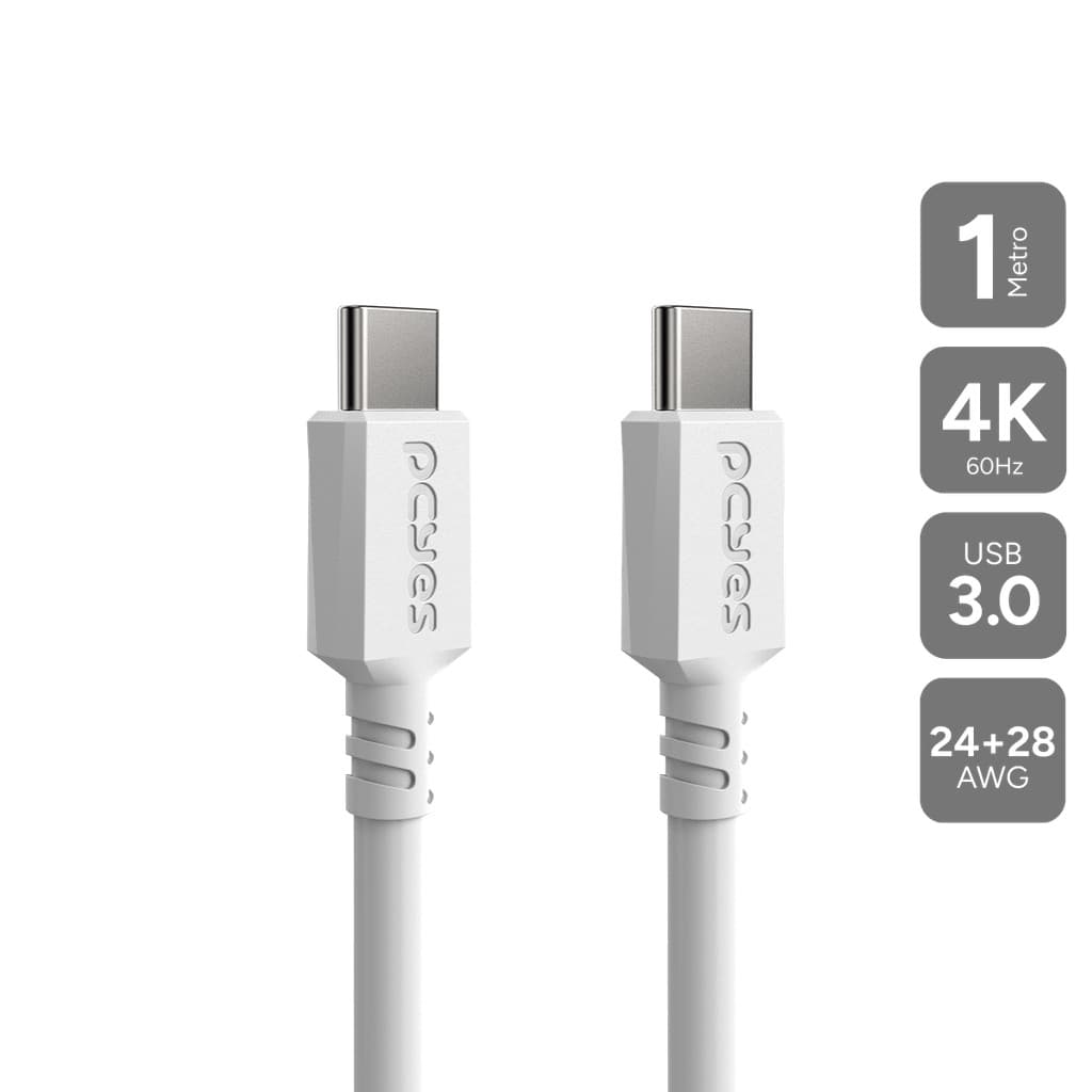 Cabo Para Celular Carregamento Usb Tipo-c Para Usb Tipo-c 2.0 - Branco - 1 Metro - Pucb-01