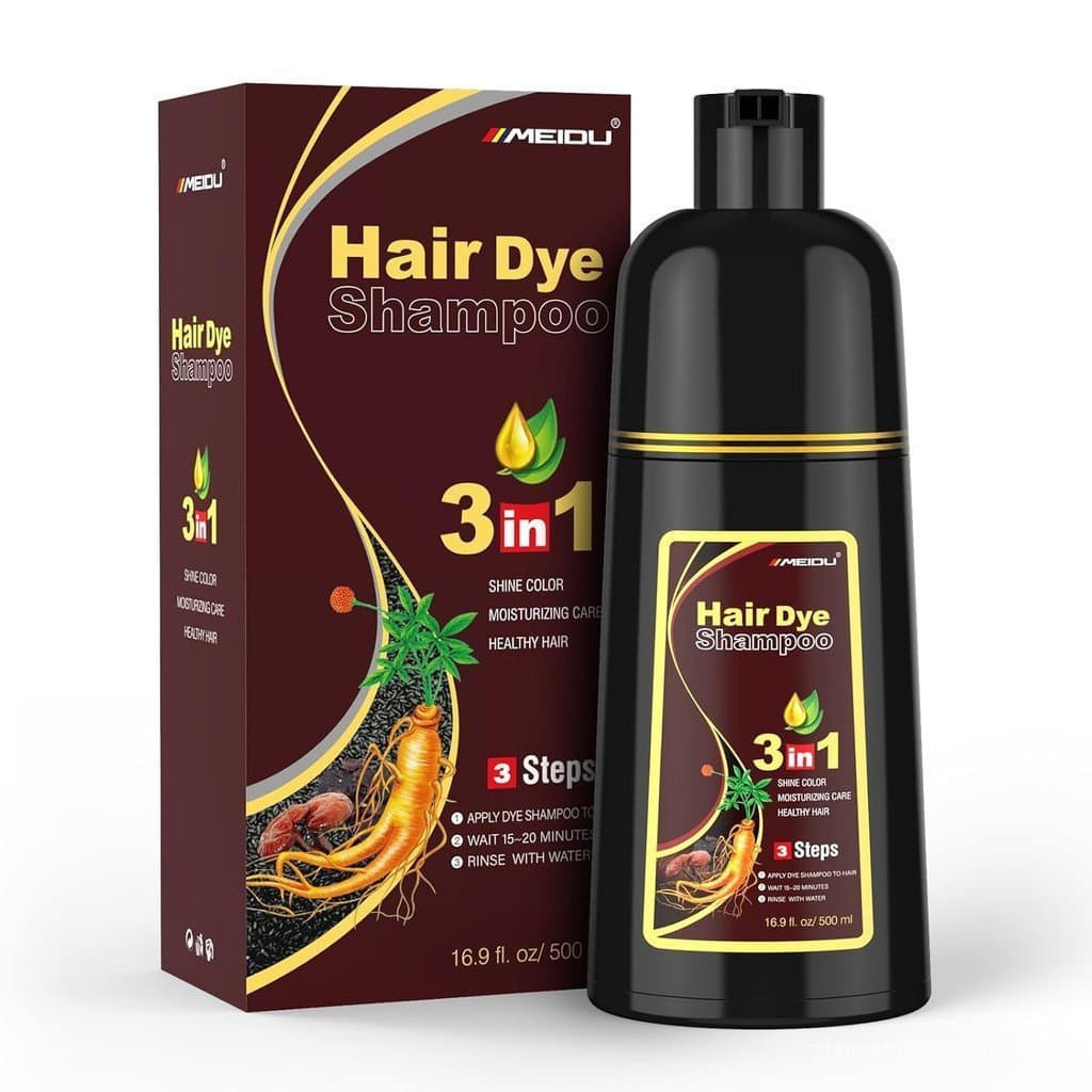Shampoo Tintura de Cabelo 3 em 1 Castanho Escuro, adequado para cabelos grisalhos, tintura de cabelo unissex, Ing 6PZO