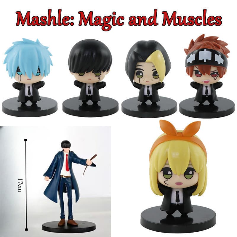 Conjunto de Figuras Mashle Magic E Muscles, Boneco Mash, Finn Ames, Lance Crown, Dot Barrett, Lemon Irvine, Modelo Brinq