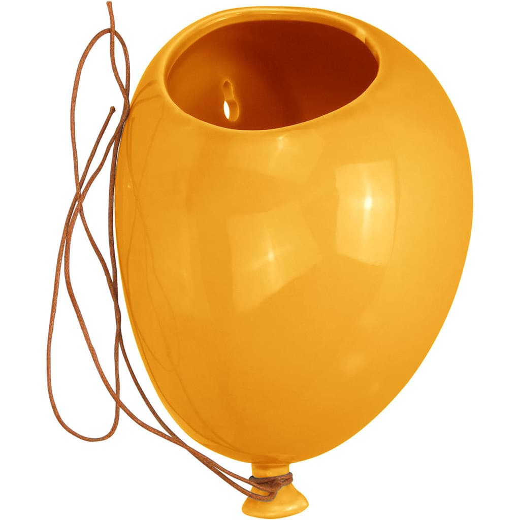 Vaso de Parede Balão Decorativo Cachepo Home&Co Cerâmica 11x15x20cm Amarelo Planta Suculenta