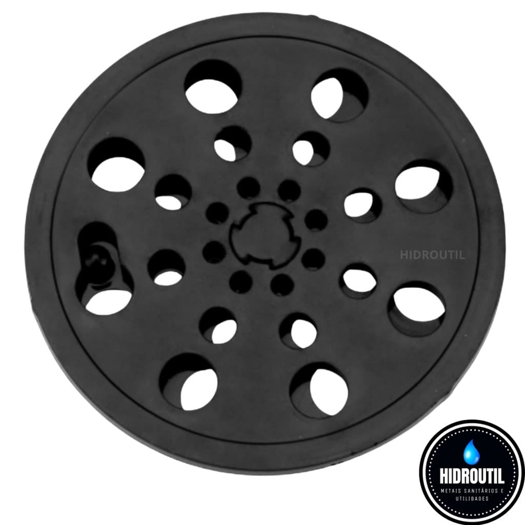 Ralo Redondo Preto 15x15 ABS Abre e Fecha Antiodor para Banheiro