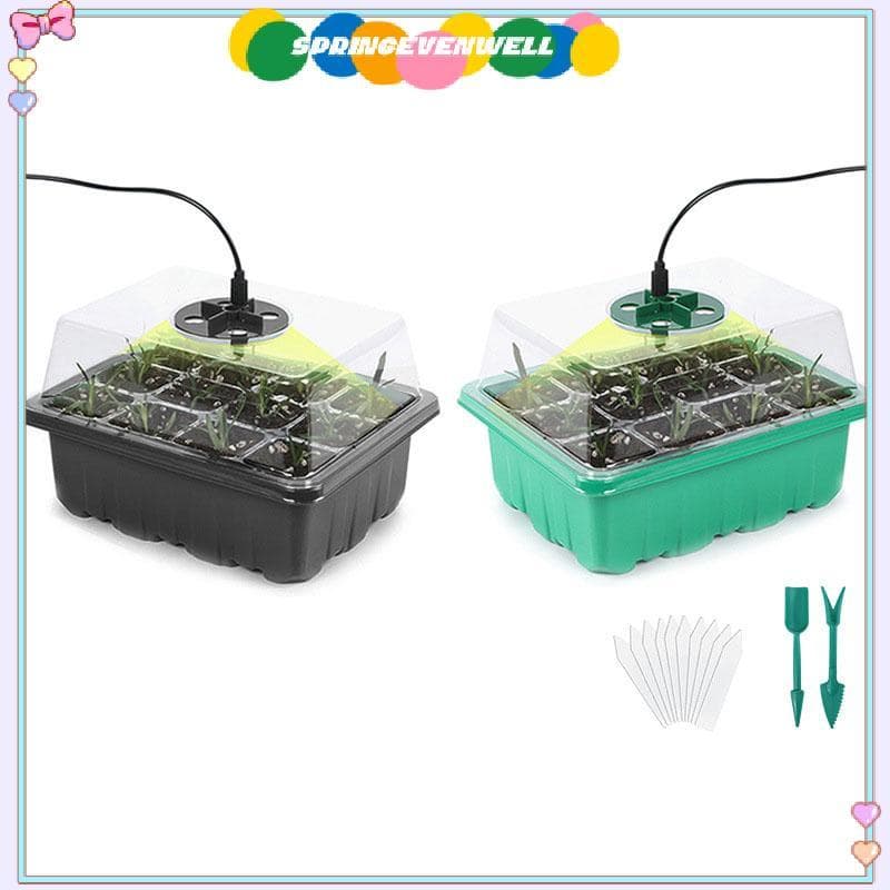 [springevenwell] Bandeja Inicial De Sementes De 1 Pas Com Luz De Planta , Kits De Bandejas Iniciais De Mudas Cúpulas De