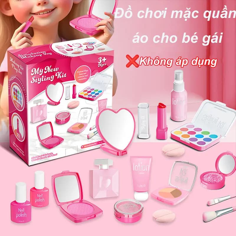 CONJUNTO DE MAQUIAGEM FALSA INOXIDAVEL PARA MENINAS, MATERIAL ABSOLUTAMENTE SEGURO, ESTIMULA A CRIATIVIDADE E A IMAGINAÇ