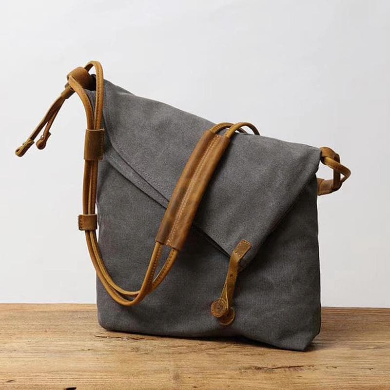 Qiguxi novo estilo bolsa de lona masculina cinto de cavalo louco literário Retro masculino feminino bolsa de ombro saco