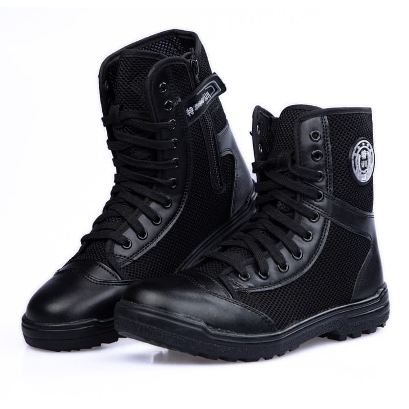 Botas de combate de verão masculinas respirável de alta qualidade treinamento de segurança botas táticas lona preto sapa