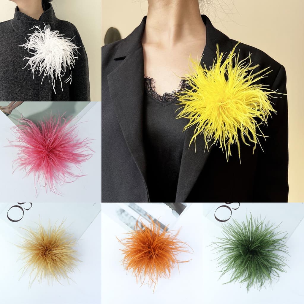 Elegante broche de pena de avestruz, design único, adequado para combinar com casacos e vestidos UQLA NZEF