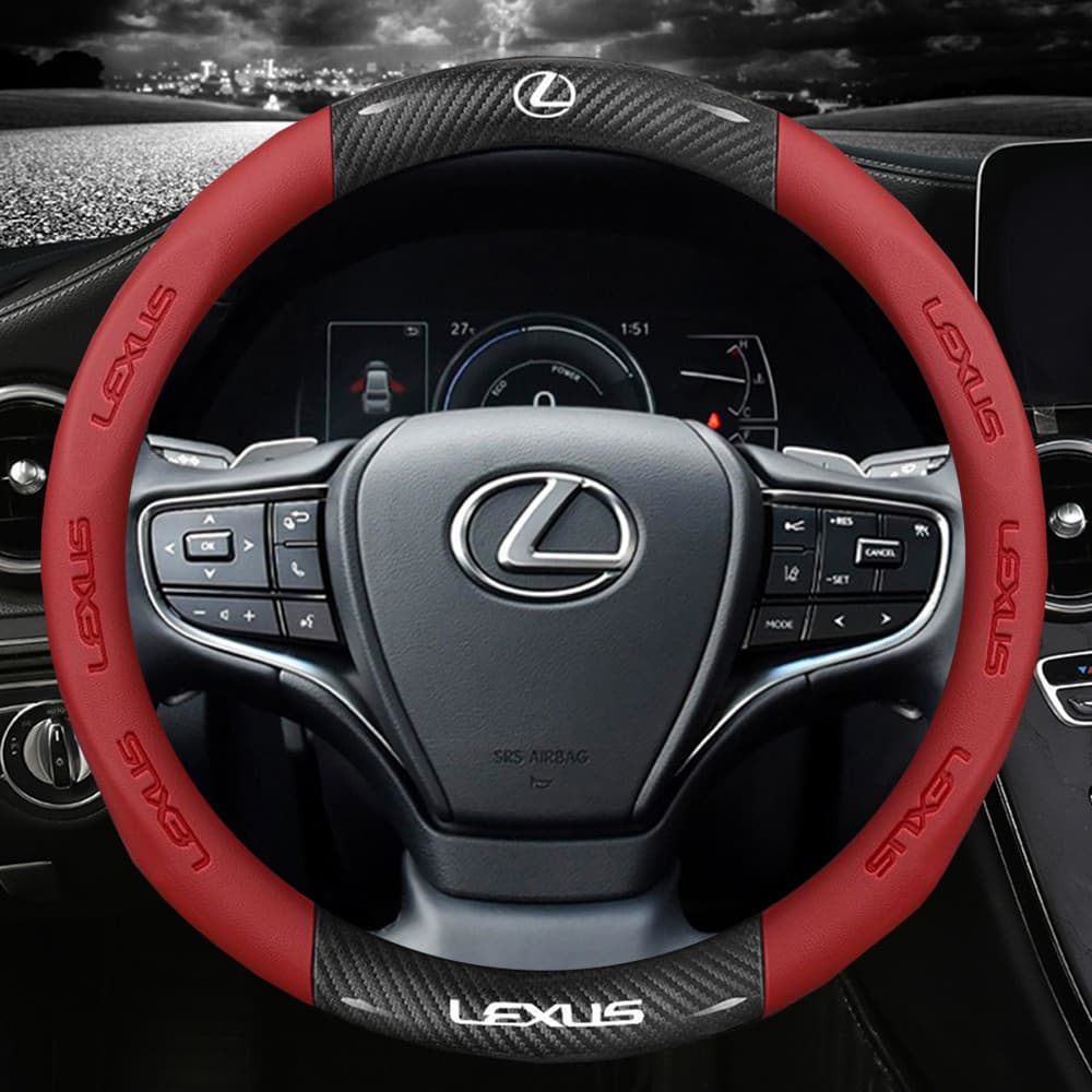 Capa de Volante de Couro para Carro, Capa de Volante em Fibra de Carbono, Compatível com Lexus IS250 IS300 RX330 RX350 N