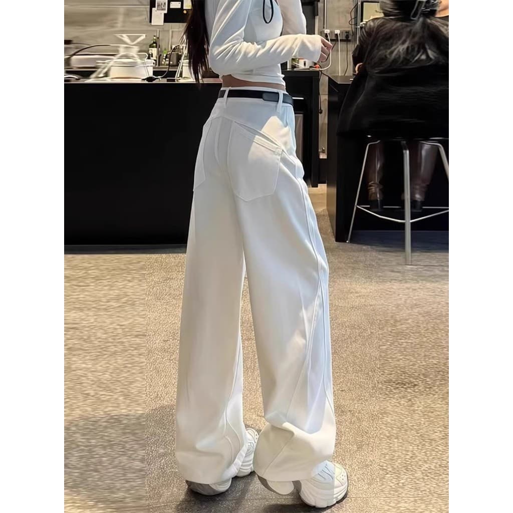 Tamanho grande americano Retro Machete Jeans feminino primavera gordura mm forma de pêra solta cintura alta mais magro o