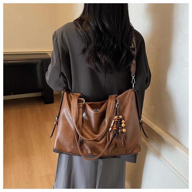 TOMI MITO Bolsa Feminina para Trabalho e Faculdade com Alça Dupla, Zíper Seguro, Pingente e Alça Transversal TM9209