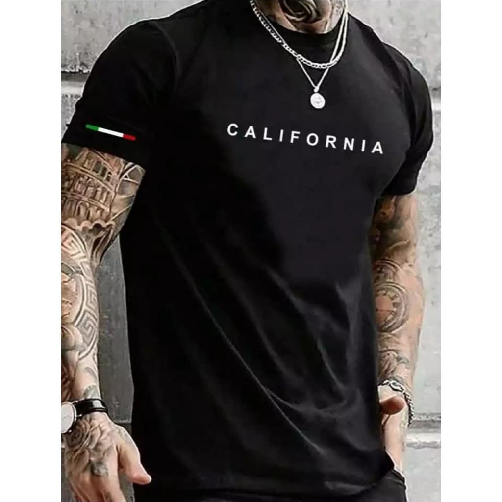 Camiseta Preta Masculina Camisa California Algodão Tshirt Masculino