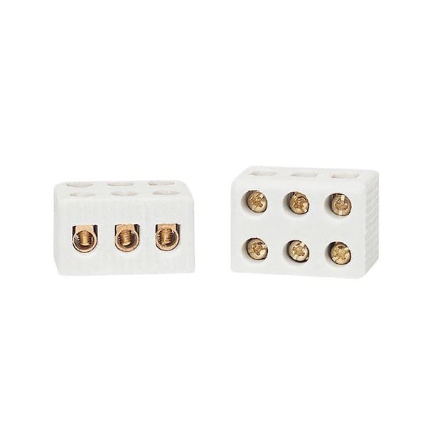 Kit 5 Conector Porcelana Branco 3 Polos 30A 600V – Ideal Chuveiros e Equipamentos