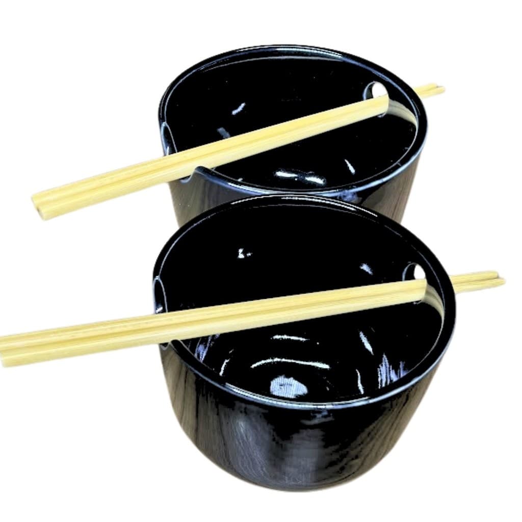 Kit 10 Tigela para Poke com Hashi 500mL Preto Sapporo