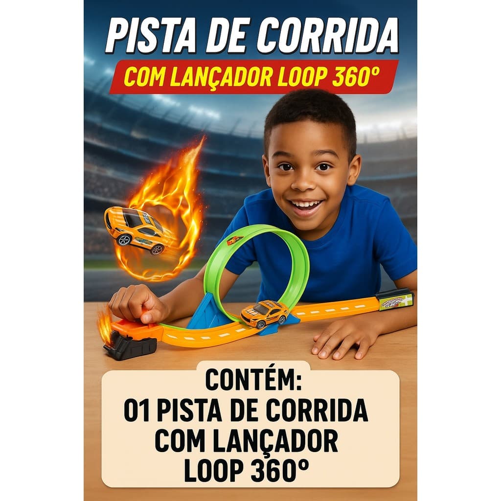 Pista de Corrida Infantil com Loop 360° e Lançador – Brinquedo Educativo Menino e Menina”