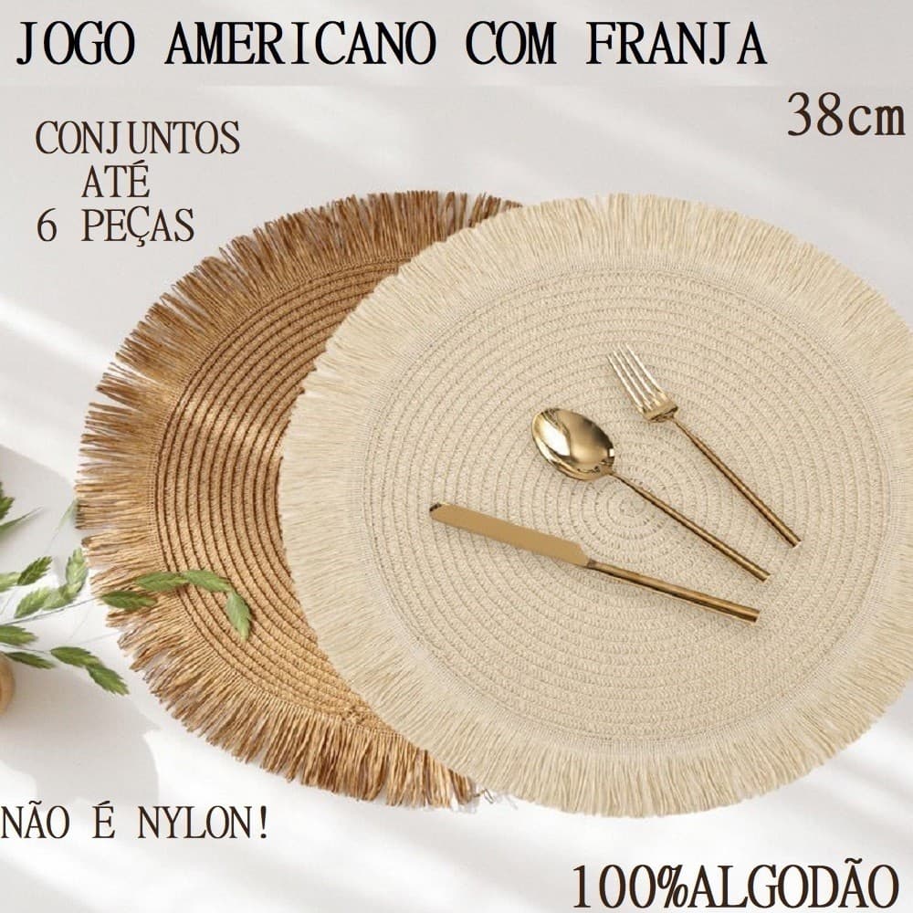 Jogo Americano 38Cm Redondo Conjunto Com 6 Ou 4 Ou 2 Unidades Elegante Multiuso Sofisticado