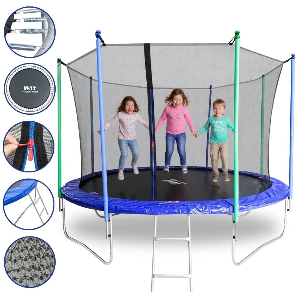 Cama Elástica Infantil 366cm Pula Pula Trampolim Grande Com Rede de Proteção e Escada Resistente