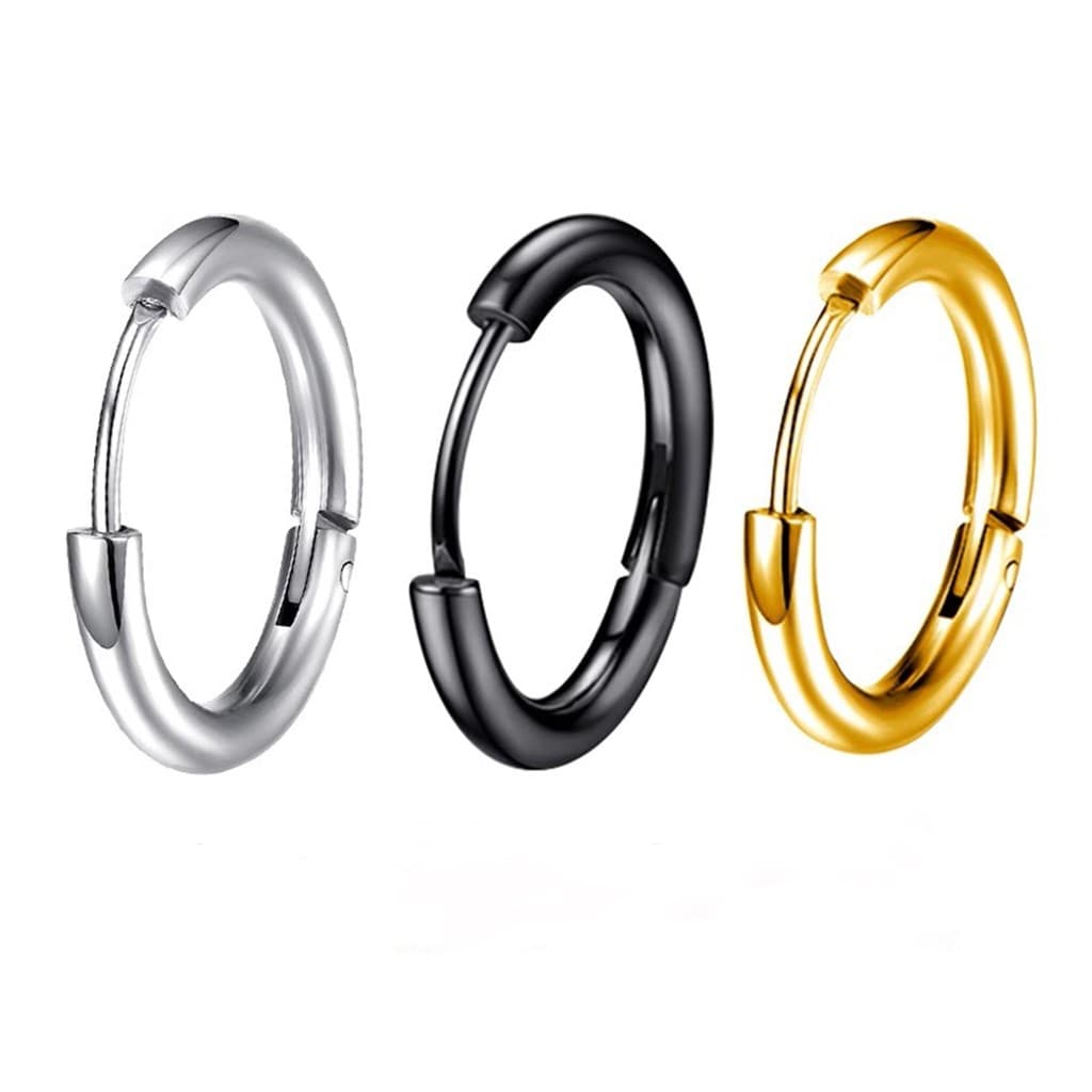 Brinco de argola Aço Inox 6mm 8mm 10mm 12mm 14mm 16mm 18mm 20mm Masculino Feminino Articulada 1 par