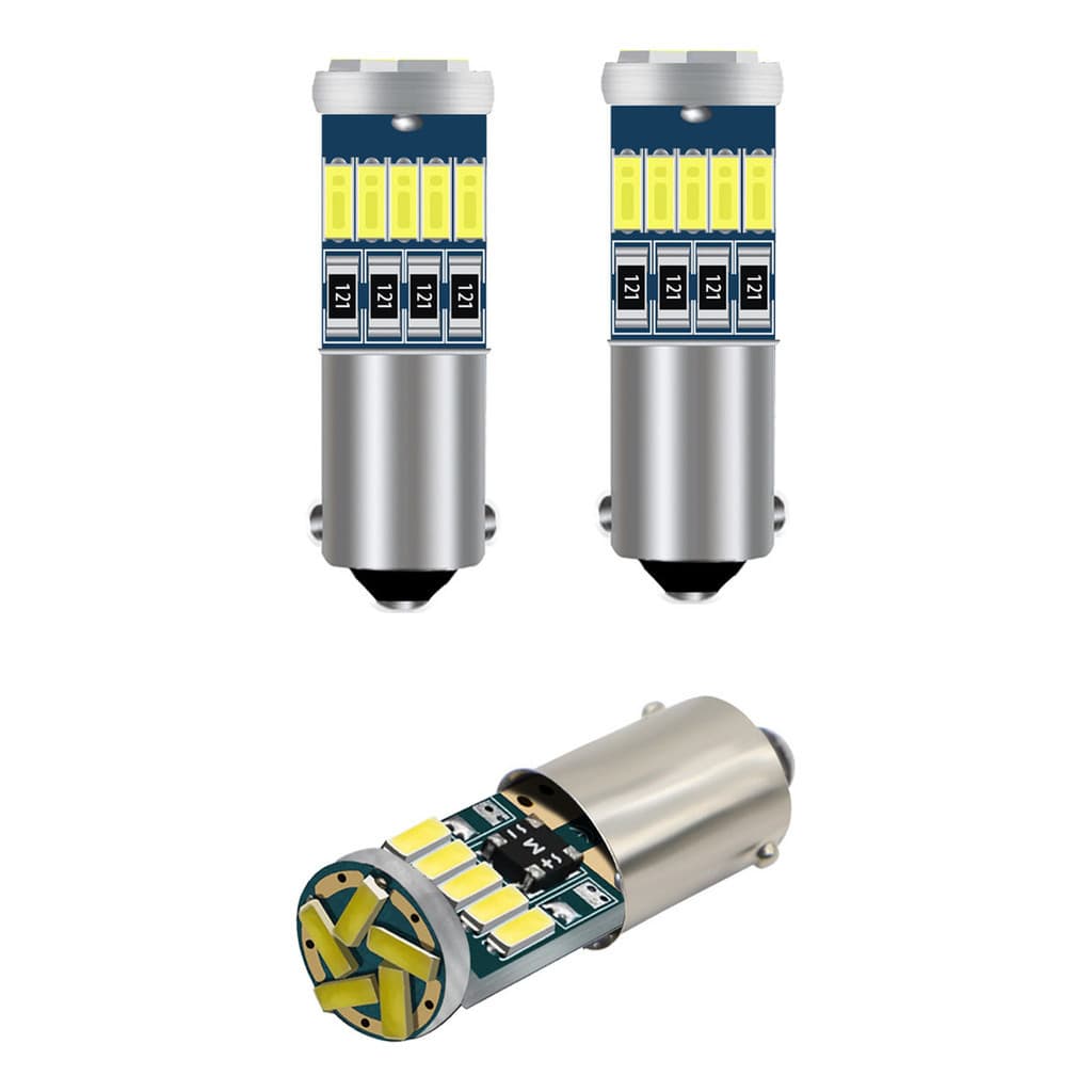Kit Par de Lâmpadas Super Led Pingo T4W Ba9s Led Para Farolete Meia Luz Placa Teto Carro Antigo 6000K 12v Efeito Xenon