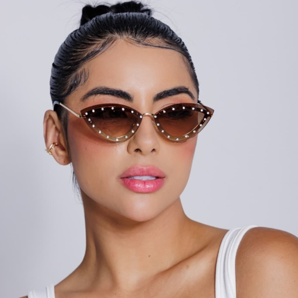 Óculos De Sol feminino Gatinho Com Strass Cristal