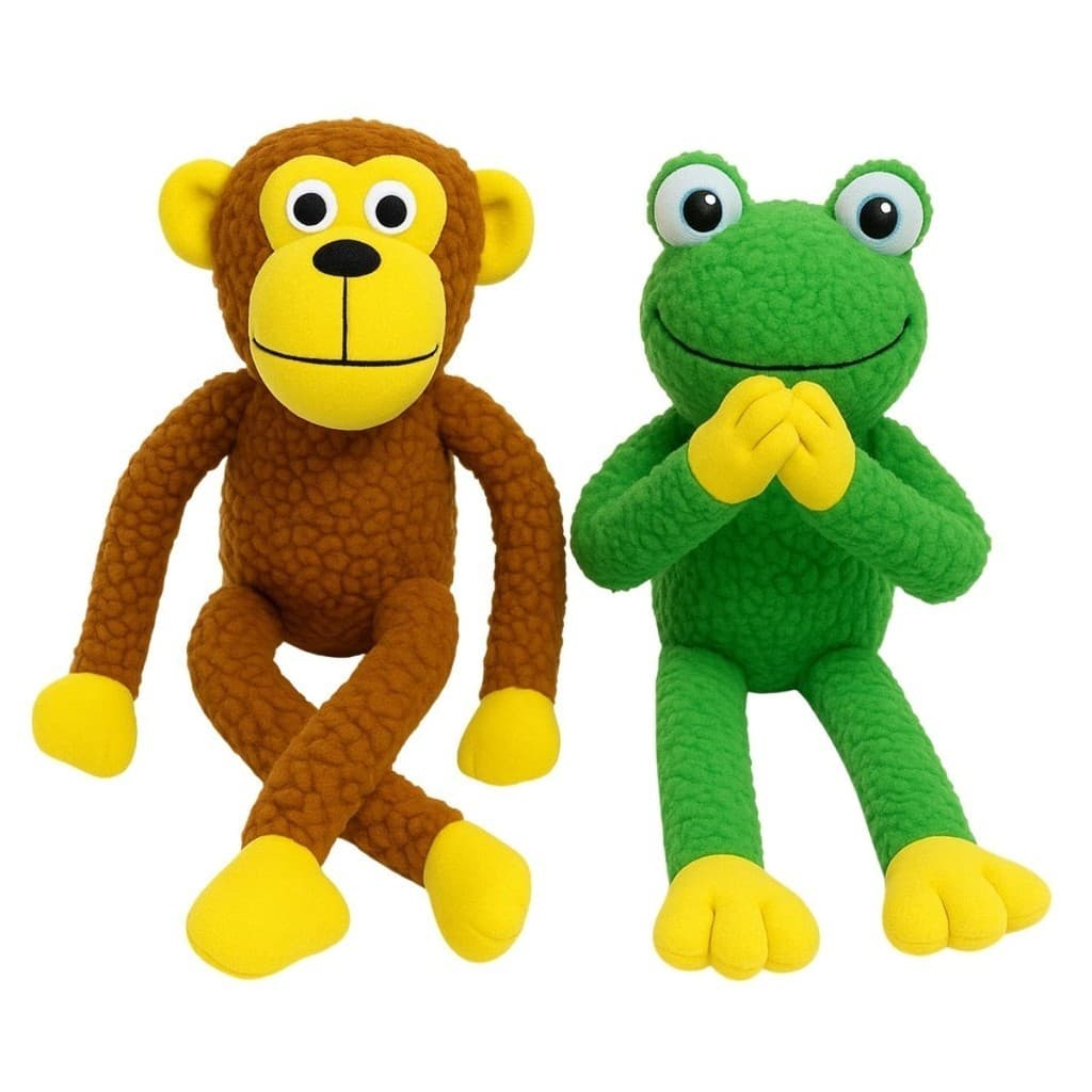 Brinquedo de Cachorro Grande Mordedor Pelúcia Macaco Sapo Pet com Apito Som Bordado Interativo