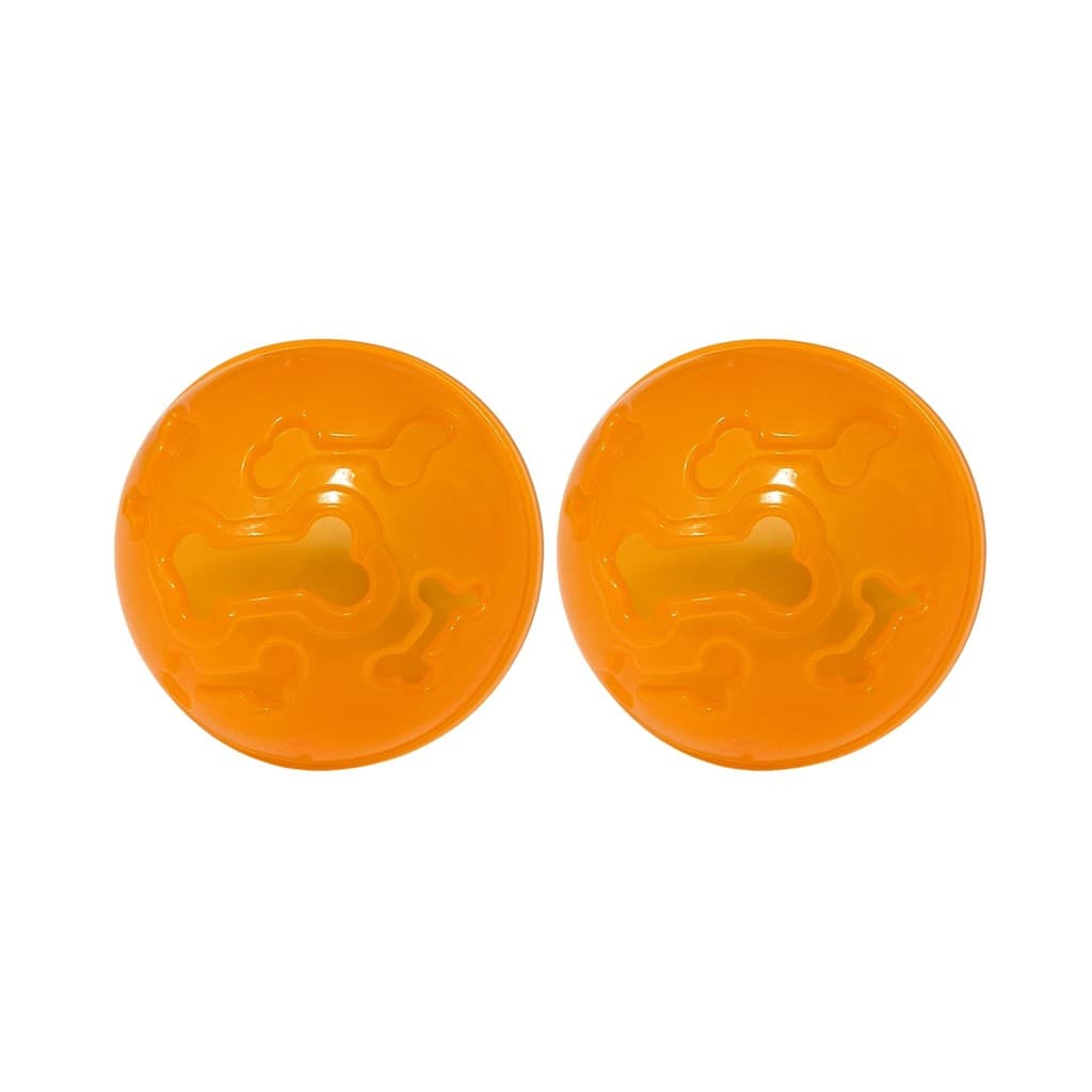 Kit 2 Bola Petisco Interativo Laranja Neon 7cm Espaço para Petiscos