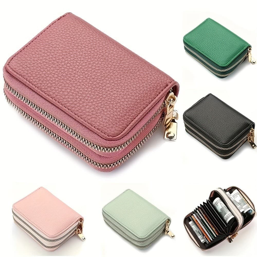 Bolsa Carteira Dupla De Zíper Para Mulheres,Porta-cartões De Crédito Multifuncional De Grande Capacidade Para Moedas