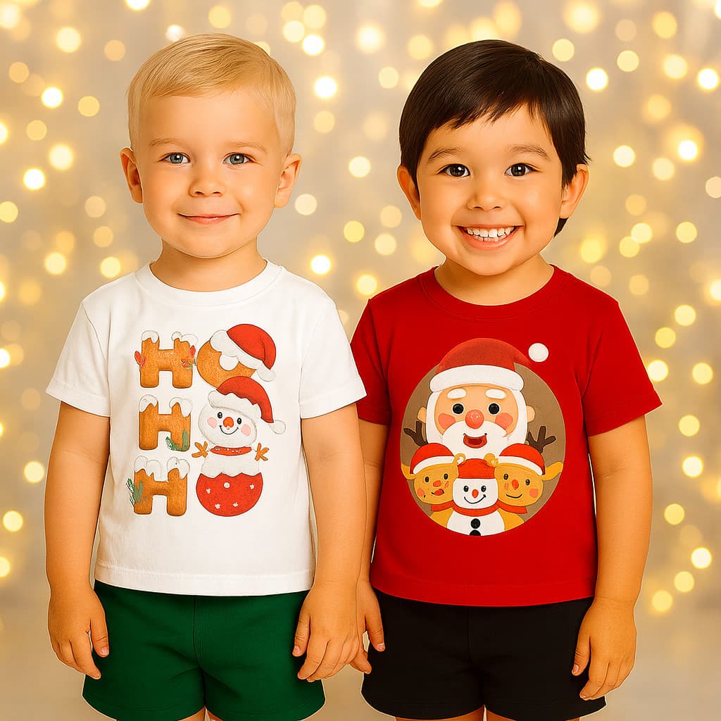 Kit 2 Conjuntos de Natal com Tema Papai Noel Infantil Menino- Conjunto Natalino -Conjunto de Natal Masculino Infantil