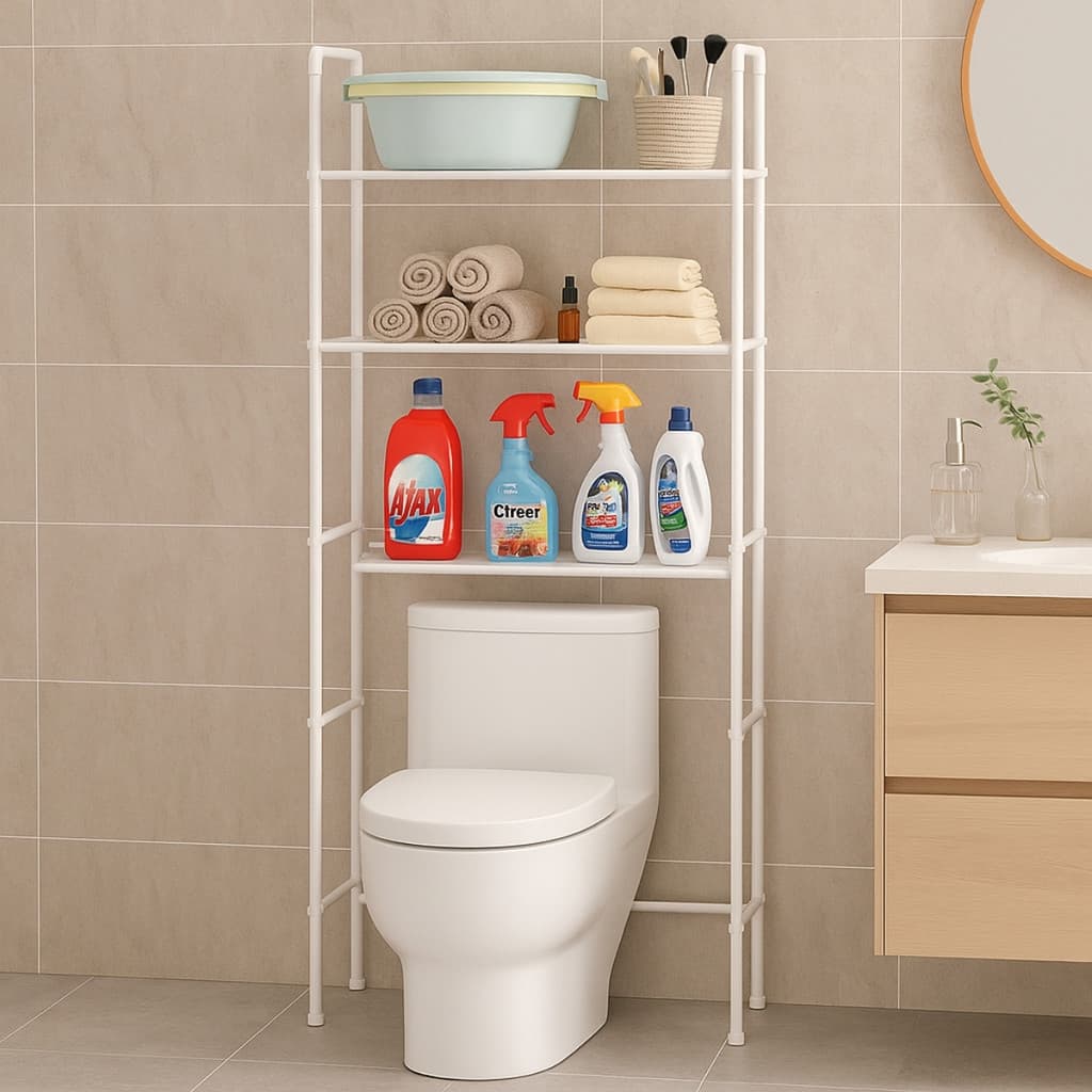 Prateleira Vertical Banheiro 3 Niveis Encaixe Vaso Sanitário Branco
