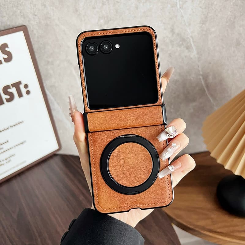 Capa Moto Razr 60 Ultra 70 Para Motorola 50 40 + 2024 2025 Retro PU Couro Atração Magnética Suporte Rotativo Dobradiça C