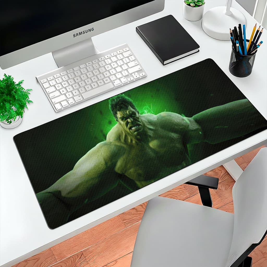 MousePad Gamer Hulk Marvel 80x30 Deskpad Gamer Grande Antiderrapante Personalizado Grande RGB Anime